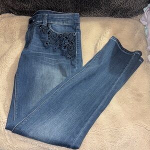 White House Black Market  Embroidered Slim Jeans, size 4R